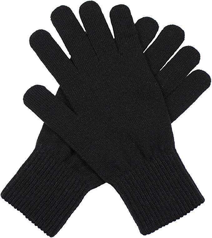 Dents Mens Full Finger Stretch Knit Gloves Warm Winter - Black
