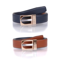 Dents Mens Reversible Leather Belt Genuine Colour Swap - Navy/Brown