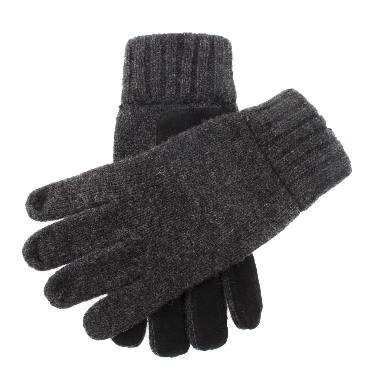 DENTS Mens Stirling Lambswool Blend Knit Gloves With Suede Leather Palm Patch