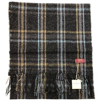 DENTS Woven Checked Scarf w Fringed Edges Wool Blend MADE IN ITALY