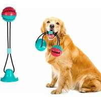 Dog Toy Suction Cup Self-Playing Rubber Ball Chew Food Dispensing Toothbrush