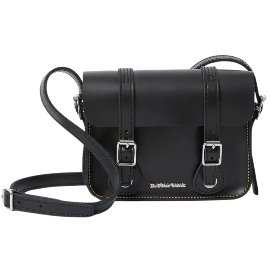 Dr. Martens 7 Inch Satchel Bag Leather Shoulder Crossbody Magnetic Buckle in Black Kiev