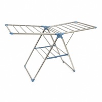 Foldable 2 Tier Stainless Steel Clothes Drying Airing Rack Clothing Horse Stand
