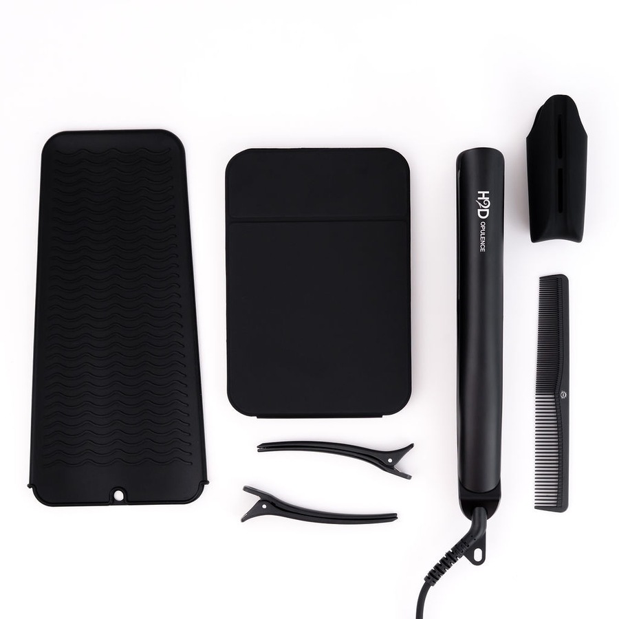 H2D Opulence Professional Ionic Hair Straightener w/ LED Mirror in Satin Black