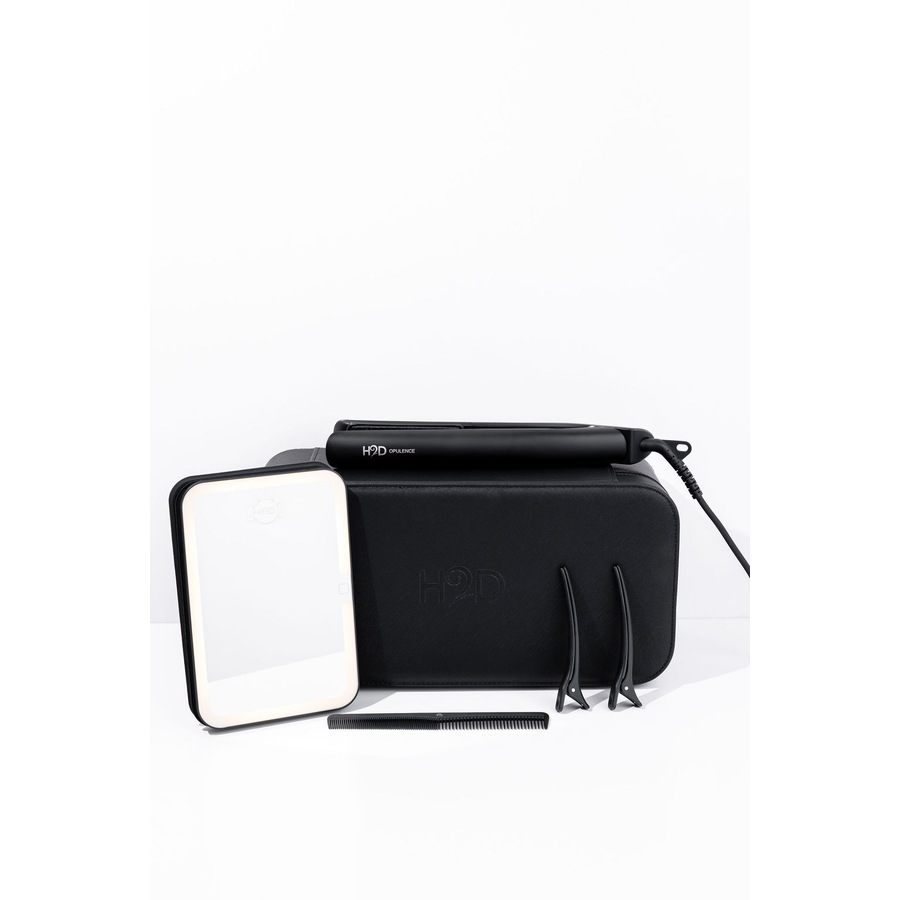 H2D Opulence Professional Ionic Hair Straightener w/ LED Mirror in Satin Black