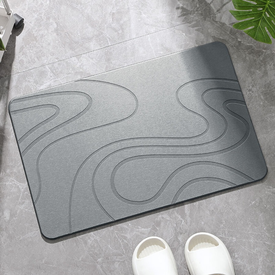 Hard Diatomite Bath Mat Stone Bath Mat Super Dry Anti-Slip Foot Shower Mats in Dark Grey