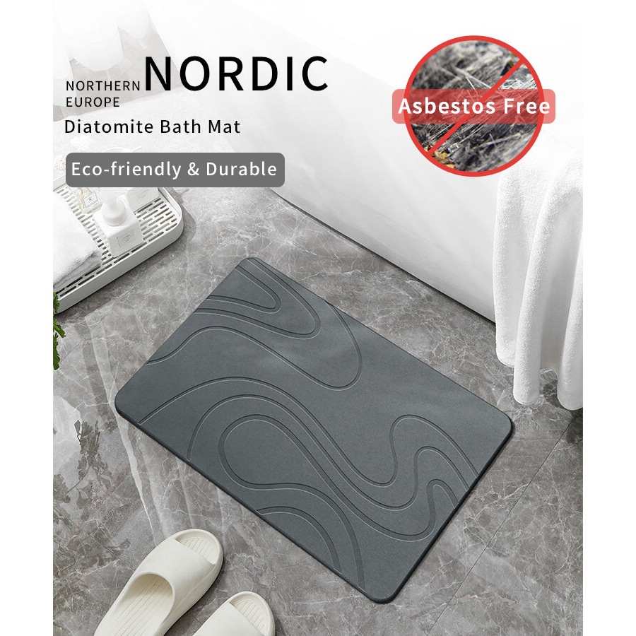 Hard Diatomite Bath Mat Stone Bath Mat Super Dry Anti-Slip Foot Shower Mats in Dark Grey