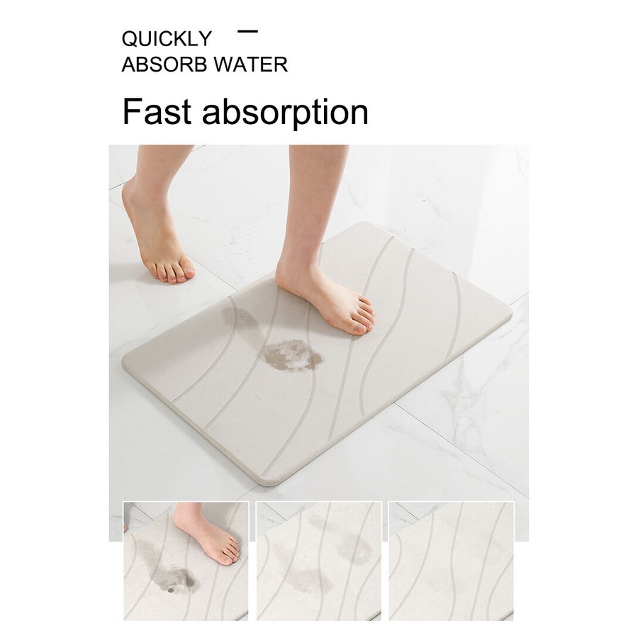 Hard Diatomite Bath Mat Stone Bath Mat Super Dry Anti-Slip Foot Shower Mats in Off White