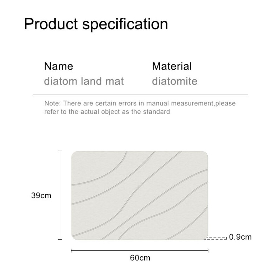 Hard Diatomite Bath Mat Stone Bath Mat Super Dry Anti-Slip Foot Shower Mats in Off White