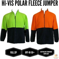 HI VIS POLAR FLEECE Jumper Full Zip Safety Workwear Fleecy Jacket Unisex