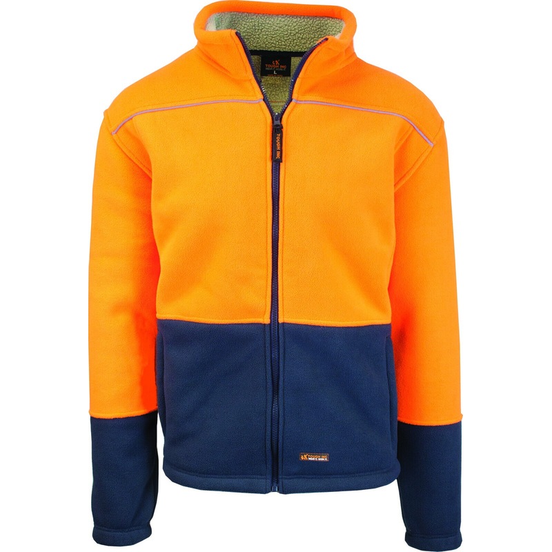 HI VIS Polar Fleece Sherpa Jacket Full Zip Thick Lined Winter Safety ...