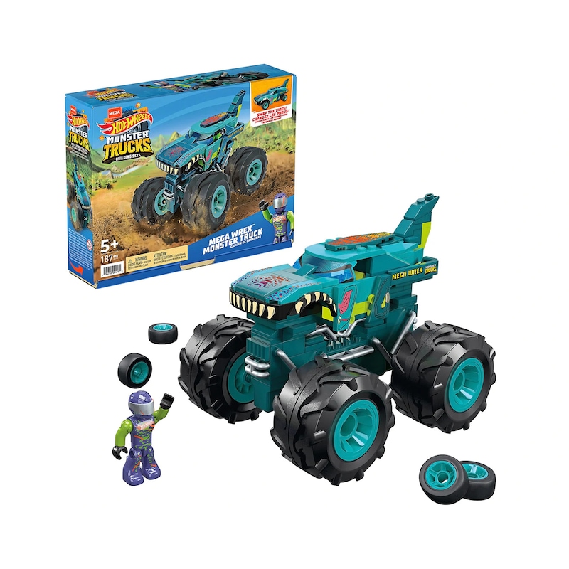 Buy Hot Wheels Mega Wrex Construx Monster Truck Building Set - MyDeal