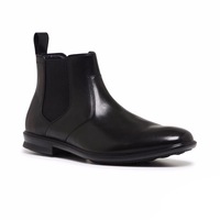 HUSH PUPPIES Carter Leather Boots Shoes Slip On Extra Wide Waterproof Chelsea