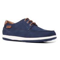 HUSH PUPPIES Mens Dusty Leather Shoes Soft Casual or Formal - Navy Nubuck