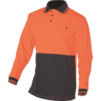 HUSKI Hi Vis Polo Shirt Long Sleeve Safety High Visibility Workwear Driver PPE