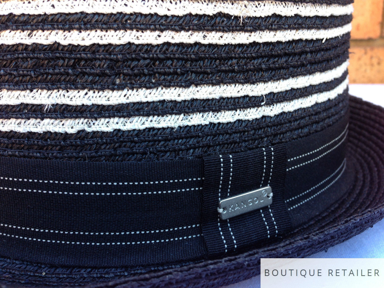 KANGOL Ashton Braid PORK PIE Hat Black 