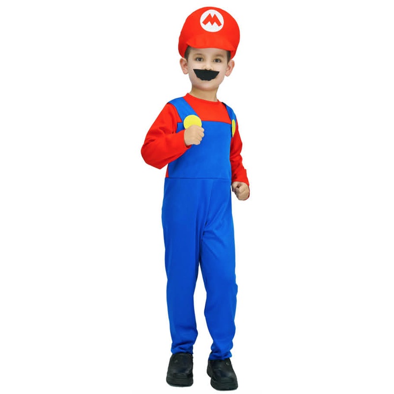 Buy Kids Mario Costume Bros Jumpsuit Fancy Dress Cosplay Book Week ...