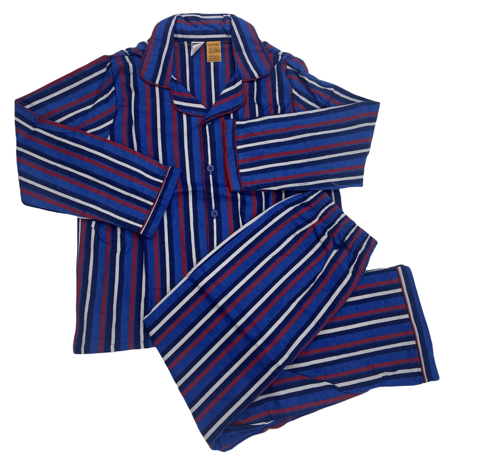 MacHenry Boys Navy Blue Plaid Coat-Style Button Up Pajamas 