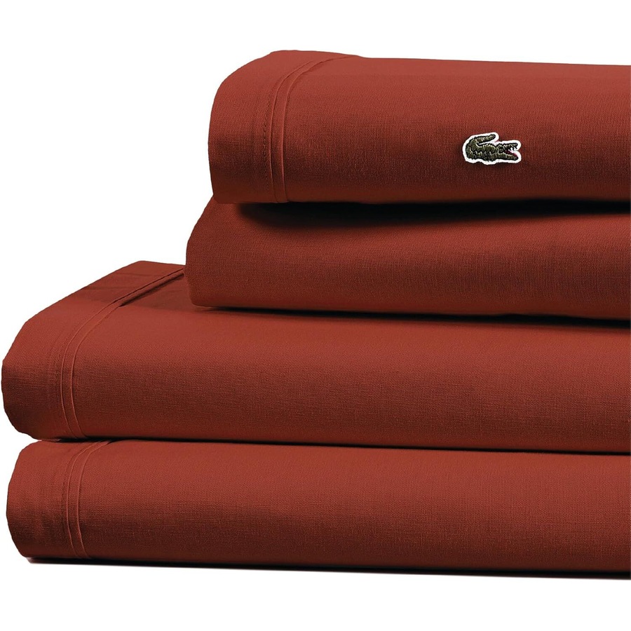 Lacoste King 100% Cotton Percale 200TC Bed Sheet Set in Chili Pepper