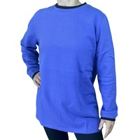 Ladies Plus Size Crew Neck Long Sleeve Top Womens Jumper - Purple/Black