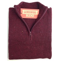 LAMBS WOOL KNIT JUMPER Pullover Mens Sweater Knitted Half Zip Crew Neck S-XXL