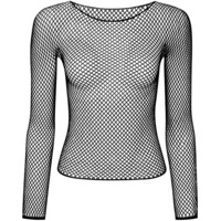 LONG SLEEVE FISHNET TOP Blouse T Shirt Tee Costume Party See Through