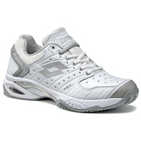 Lotto Womens Raptor Clay Leather Tennis Shoes En Tout Cas - White/Grey/Silver