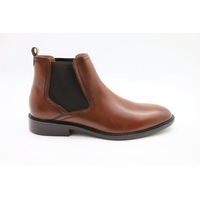 Massa Leather Chelsea Boots Slip On Elastic Shoes - Cognac