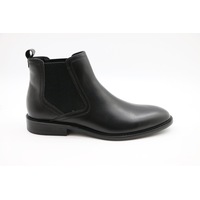 Massa Mens Leather Chelsea Boot Pull On Shoes Anton - Black