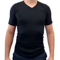 Mens 100% Pure Merino Wool V-Neck Short Sleeve Top T Shirt Thermal Underwear