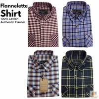 Men's Button Up FLANNELETTE SHIRT Check 100% COTTON Flannel New Vintage