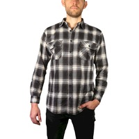 Mens Flannelette Long Sleeve Shirt 100% Cotton Check Authentic Flannel - Full Placket