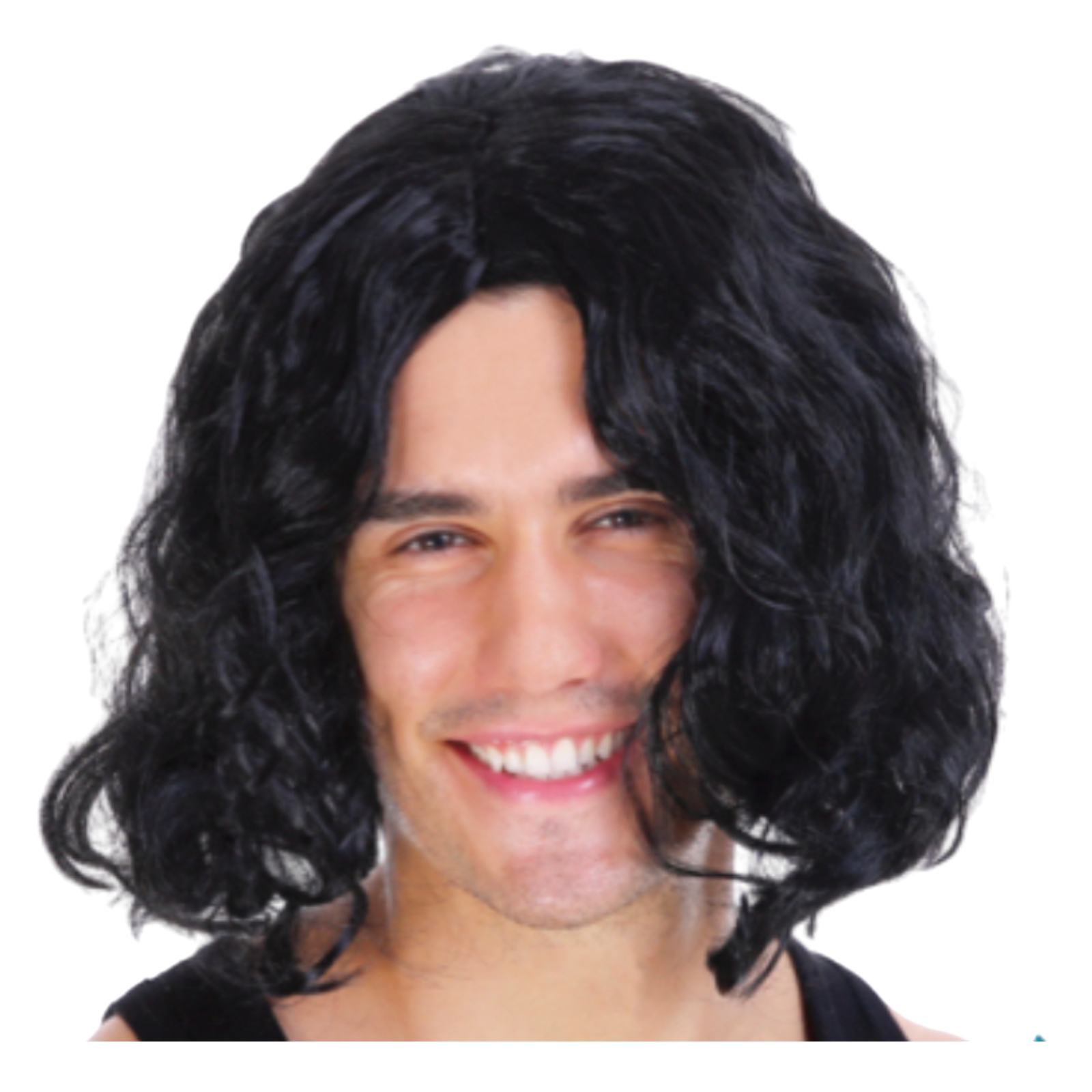 MENS WAVY WIG Curly Long Hair Disco Punk Rock Party Costume 60s 70s