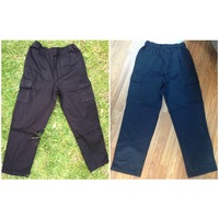 Mens CARGO PANTS Trousers Elastic Waist 100% COTTON Army Military PLAIN Casual