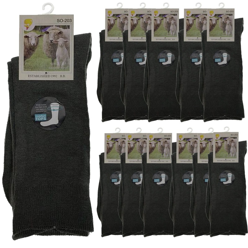 Merino Wool Men's Loose Top Thermal Socks Diabetic Comfort Circulation 12 Pairs MyDeal