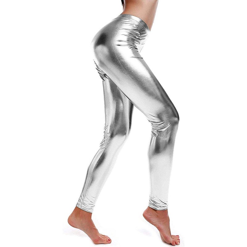 Buy Metallic Leggings Stretchy Pants Neon Fluro Shiny Glossy Dress