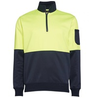 Munka Mens Hi Vis 1/4 Zip Fleece Sweat Sweater Jumper Warm Winter - Yellow/Navy