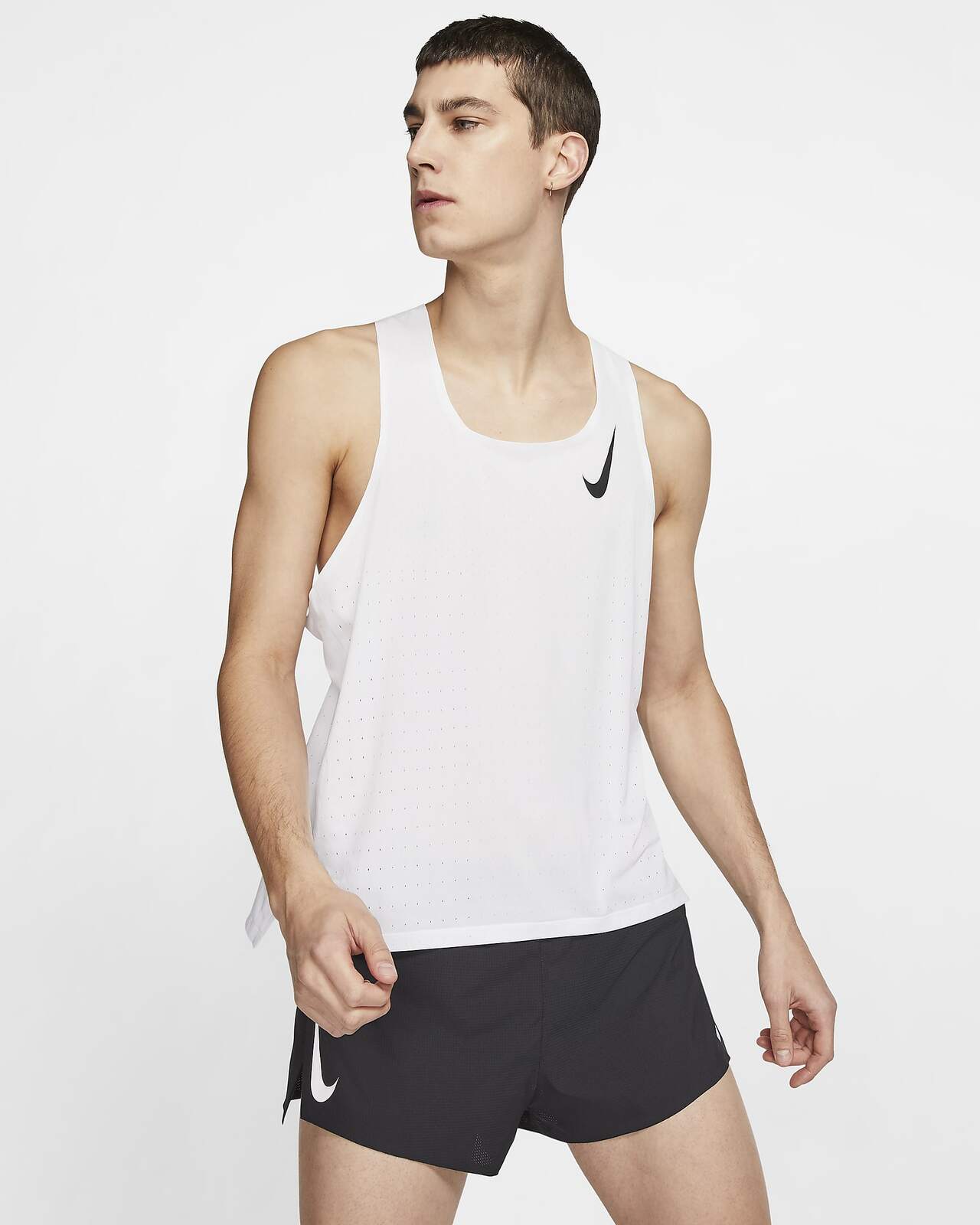 Buy Nike AeroSwift Mens Running Singlet Vest Tank Top White Black MyDeal