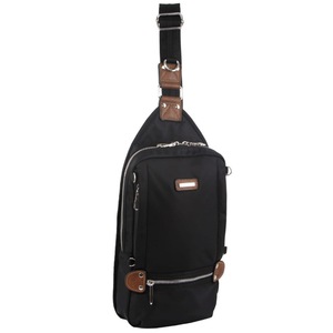 Pierre Cardin Anti-Theft 2-Tone Cross Body Nylon Sling Bag - Black