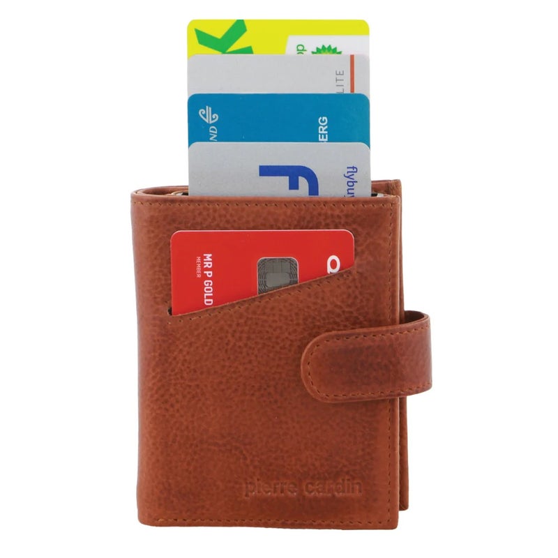 Buy Pierre Cardin Leather Smart Slide Card Holder Tab Wallet RFID - Tan ...