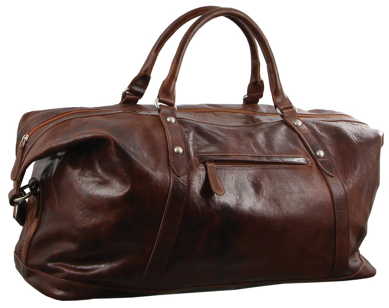 Pierre Cardin Rustic Leather Travel Business Trip Bag Overnight - Cognac