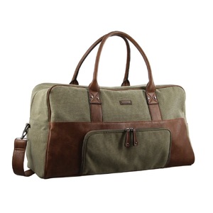 Pierre Cardin Mens Canvas Travel Overnight Bag Business Luggage Duffel Weekend - Brown