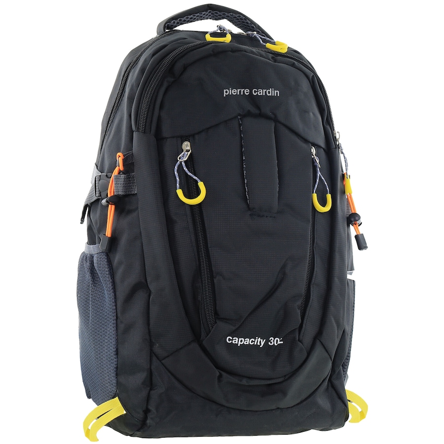 Pierre Cardin Mens 30L Nylon Adventure Backpack Bag Travel Hiking in Black