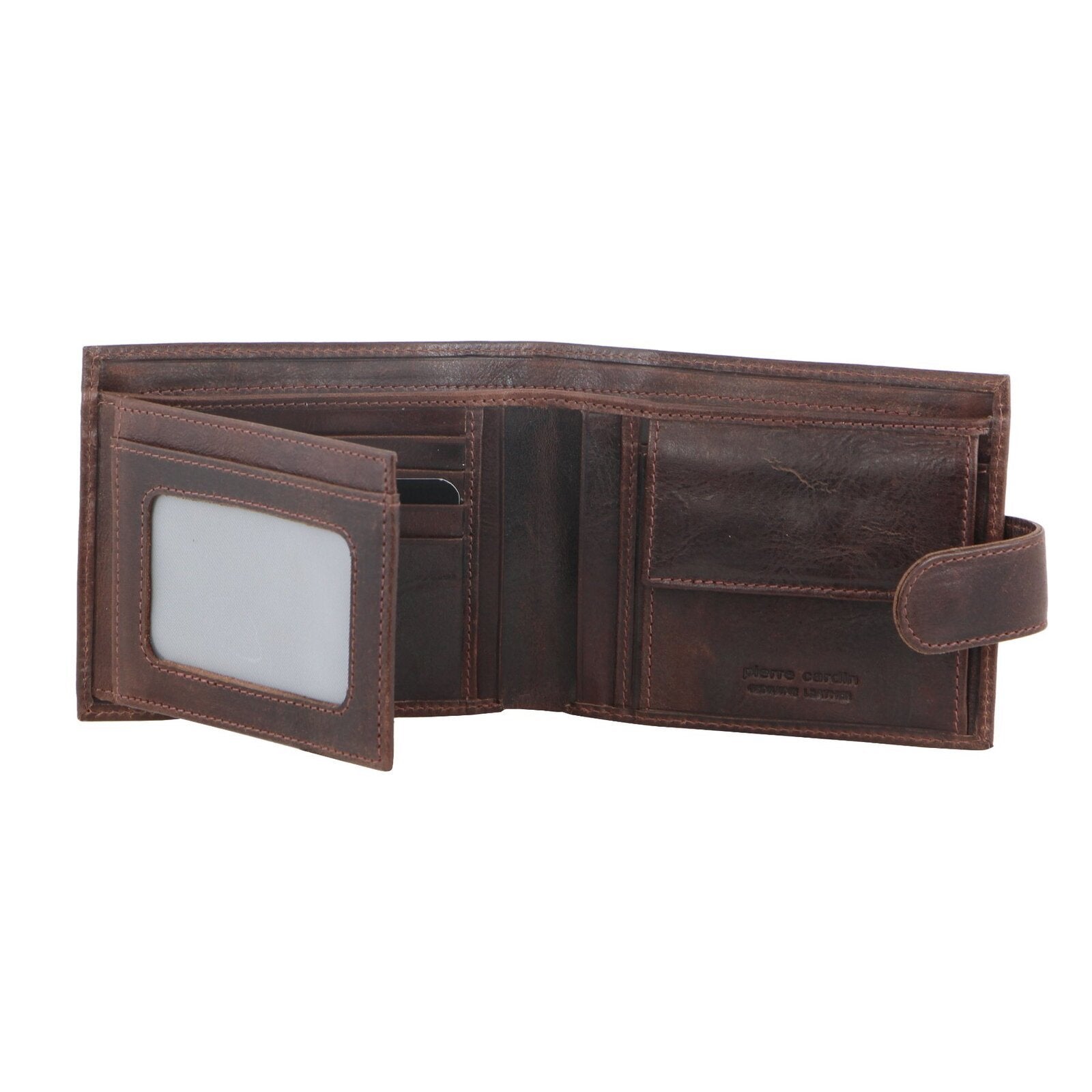 Pierre Cardin RFID Mens Wallet Bi-Fold Genuine Italian Leather w GIFT BOX - Brown