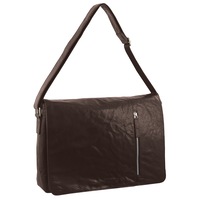 Pierre Cardin Rustic Leather Bag 15" Laptop Computer Messenger Business Travel - Brown