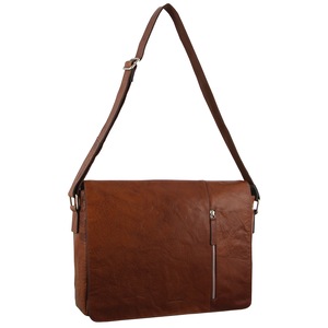 Pierre Cardin Rustic Leather Bag 15" Laptop Computer Messenger Business Travel - Chestnut