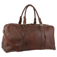 Pierre Cardin Rustic Leather Travel Business Trip Bag Overnight - Chocolate