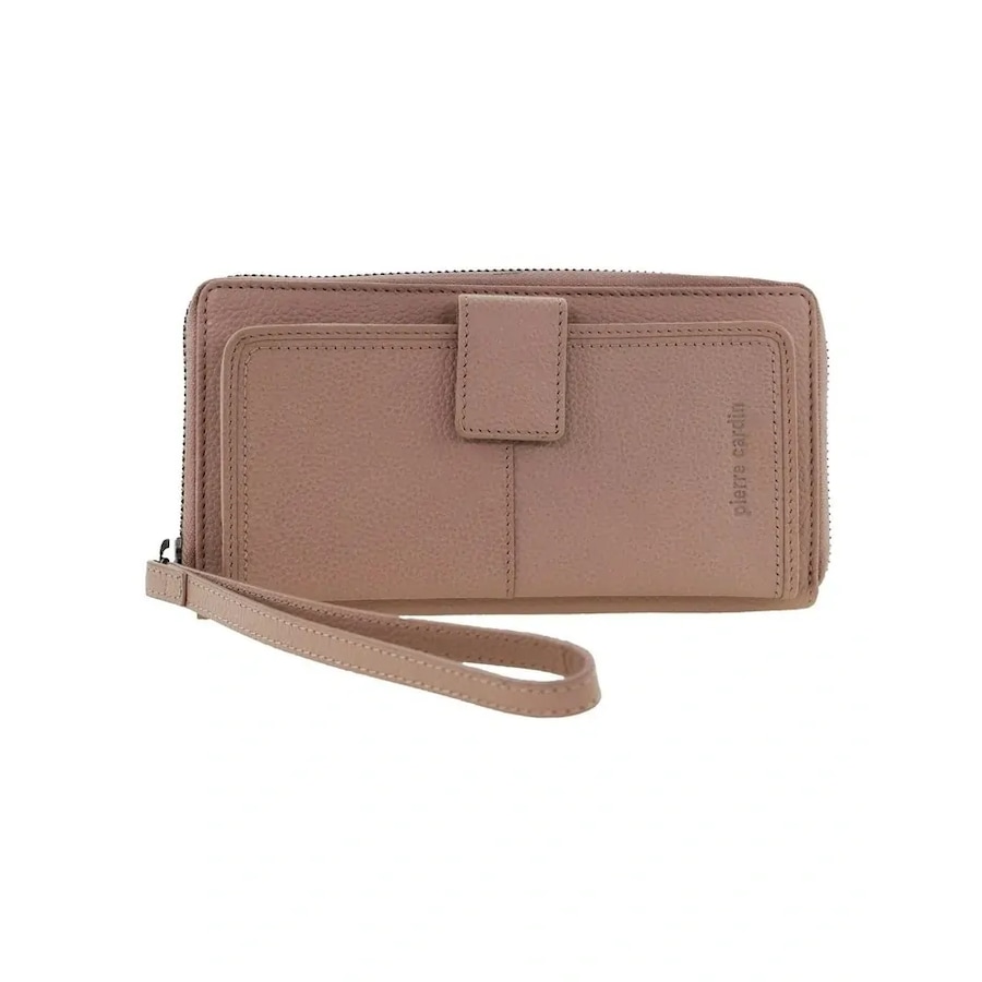Pierre Cardin Womens Leather Zip Around Wallet RFID Italian Leather Wristlet in Pink