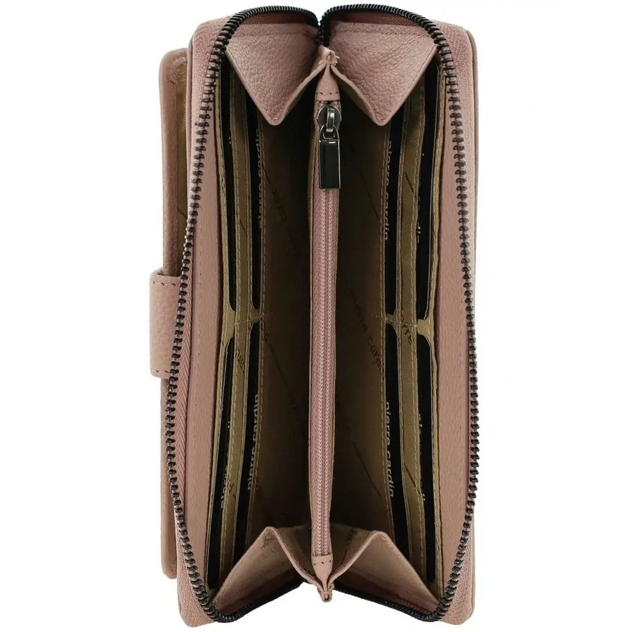 Pierre Cardin Womens Leather Zip Around Wallet RFID Italian Leather Wristlet in Pink