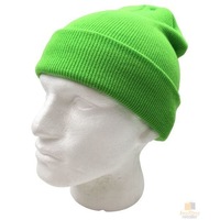 PLAIN FLURO BEANIE Hi Vis Unisex Winter Warm Hat Ski Party Costume Cap Knit
